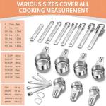 EWFEN Measuring Cups and Spoons Set, 7 Stainless Steel Nesting Measuring Cups & 7 Spoons, 5 Mini Measuring Spoons &1 Leveler, Kitchen Gadgets for Cooking & Baking, Square