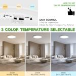 2Pack 12Inch LED Flush Mount Ceiling Light Fixture,24W 2400LM,Dimmable CCT 3000K/4000K/5000K,Round Flat Panel Light for Bedroom,0.7Inch Thin Modern Low Profile Hardwire Lights for Hallway,Porch