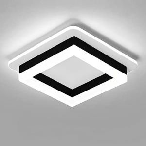 Square Modern Led Ceiling Light Fixture, 24W Black Flush Mount Hallway Ceiling Light Small Close to Ceiling Lamp for Living Room Bedroom Kitchen Balcony Cloakroom (Cool White, 6000K)