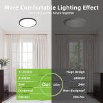 hykolity 2 Pack 12 Inch Selectable CCT LED Round Flat Panel Light, 24W, 3000K/4000K/5000K, Edge-Lit Flush Mount Ceiling Light Fixture for Kitchen, Bedroom and Closet Room, Black