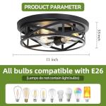 piano7797 13 inch Black Flush Mount Ceiling Light Fixtures,3-Light Modern Hallway Light Fixtures Ceiling, Black Lights Fixture Ceiling Mount for Farmhouse,Kitchen, Bedroom (1 Pack)