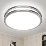 libtit 13-Inch Flush Mount Ceiling Lights, Dimmable 3000K-6500K Adjustable LED Ceiling Light, 24W Round Slim Light Fixture, Brushed Nickel for Kitchen, Bedroom, Bathroom, Hallway-1 Pack
