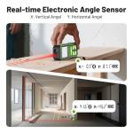 Huepar Laser Distance Measure 200Ft. Digital Rechargeable Laser Measuring Tool with Bluetooth -Phone APP, 1/16in Accuracy, Angle Sensor, M/in/Ft Unit, Pythagorean Mode, Measure Distance, Area, Volume