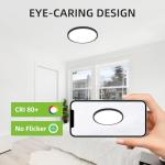 hykolity 2 Pack 12 Inch Selectable CCT LED Round Flat Panel Light, 24W, 3000K/4000K/5000K, Edge-Lit Flush Mount Ceiling Light Fixture for Kitchen, Bedroom and Closet Room, Black