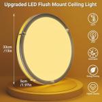 libtit 13-Inch Flush Mount Ceiling Lights, Dimmable 3000K-6500K Adjustable LED Ceiling Light, 24W Round Slim Light Fixture, Brushed Nickel for Kitchen, Bedroom, Bathroom, Hallway-1 Pack