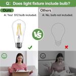 Industrial Semi Flush Mount Ceiling Light, 800 Lumen LED Bulb Included, Seeded Glass Shade Farmhouse Light Fixture for Hallway Corridor Kitchen Bathroom Bedroom Passway