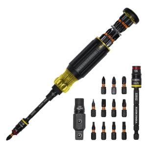 Klein Tools 32516HD KNECT 16-in-1 Impact-Rated Hybrid Screwdriver/Nut Driver, Magnetic, Flip Socket, 11 Bits, 2 Nut Drivers, 3/8-Inch Square Adapter
