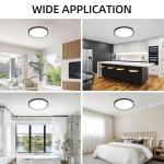 hykolity 2 Pack 12 Inch Selectable CCT LED Round Flat Panel Light, 24W, 3000K/4000K/5000K, Edge-Lit Flush Mount Ceiling Light Fixture for Kitchen, Bedroom and Closet Room, Black