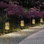 GIGALUMI Hanging Mason Jar Solar Lights, 6 Pack 30 Led Hanging Solar Lanterns Outdoor Waterproof, Hangers and Jars Included, Outdoor Decor for Balcony, Garden, Patio, Yard, Wedding