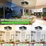 Kondras 2-Light Industrial Square Flush Mount Ceiling Light, Farmhouse Ceiling Light Fixture for Kitchen, Modern Black Close to Ceiling Light for Hallway Bedroom Balcony Porch Stairway, E26, 2-Pack