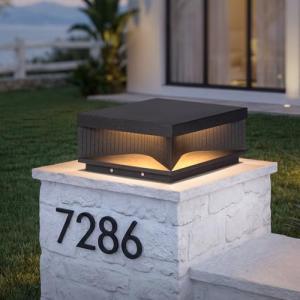 PAKEDANDUN Outdoor Post Lights, 11.81" Square Modern Column Lights with Glass Lampshade, IP54 Waterproof Pillar Light Hard Wired, 3000K Warm LED Lamp Posts Outdoor Lighting for Garden Entrance Patio