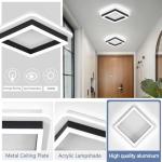 Square Modern Led Ceiling Light Fixture, 24W Black Flush Mount Hallway Ceiling Light Small Close to Ceiling Lamp for Living Room Bedroom Kitchen Balcony Cloakroom (Cool White, 6000K)