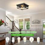 Kondras 2-Light Industrial Square Flush Mount Ceiling Light, Farmhouse Ceiling Light Fixture for Kitchen, Modern Black Close to Ceiling Light for Hallway Bedroom Balcony Porch Stairway, E26, 2-Pack