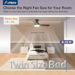 Amico Ceiling Fans with Lights, 42 inch Low Profile Ceiling fan with Light and Remote Control, Flush Mount, Reversible, 3CCT, Dimmable, Noiseless, Black Ceiling Fan for Bedroom, Indoor/Outdoor Use