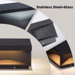 PAKEDANDUN Outdoor Post Lights, 11.81" Square Modern Column Lights with Glass Lampshade, IP54 Waterproof Pillar Light Hard Wired, 3000K Warm LED Lamp Posts Outdoor Lighting for Garden Entrance Patio