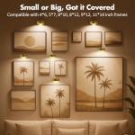 3Pcs Battery Operated Picture Light, Magnetic Led Painting Light with Remote Dimmable and Timer, 3 Lighting Modes Art Display Light for Picture Frame Paintings, Wireless Wall Decor Puck Lights, Gold