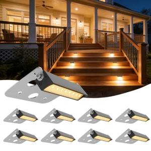 JESLED 4 Inch Retaining Wall Lights 3W LED Hardscape Lighting 12V-24V Low Voltage Step Lights 2700K Warm White Waterproof Outdoor Landscape Lighting for Patio Walls Stairs, 8Pack