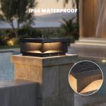 PAKEDANDUN Outdoor Post Lights, 11.81" Square Modern Column Lights with Glass Lampshade, IP54 Waterproof Pillar Light Hard Wired, 3000K Warm LED Lamp Posts Outdoor Lighting for Garden Entrance Patio