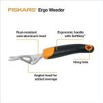 Fiskars Ergo Weeder Tool for Weeding, Heavy Duty Gardening Hand Tool with Ergonomic Handle and Hanging Hole for Storage, Remove Weeds and Roots like Dandelions and Thistles