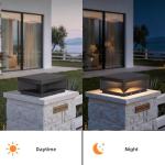 PAKEDANDUN Outdoor Post Lights, 11.81" Square Modern Column Lights with Glass Lampshade, IP54 Waterproof Pillar Light Hard Wired, 3000K Warm LED Lamp Posts Outdoor Lighting for Garden Entrance Patio