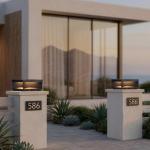 PAKEDANDUN Outdoor Post Lights, 11.81" Square Modern Column Lights with Glass Lampshade, IP54 Waterproof Pillar Light Hard Wired, 3000K Warm LED Lamp Posts Outdoor Lighting for Garden Entrance Patio