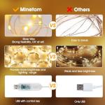 Minetom Curtain Lights, 300 LED Dimmable Fairy Lights Twinkle Lights with Remote and Timer, 8 Modes, USB Powered String Lights for Room Wall Party Xmas Indoor Decor, Warm White