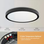 6PK 12 Inch LED Flush Mount Ceiling Light, 24W, 2520LM, 3000K/4000K/6000K CCT Selectable Super Slim Low Profile Ceiling Light, Close to Ceiling Round Flat Panel Fixture for Hallway,Bedroom,kitchen