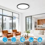 Fairdeer 2 Pack LED Flush Mount Ceiling Light,12Inch 24W,3000K/3500K/4000K/5000K/6500K 5 Color Temperatures Ceiling Light Fixture for Kitchen Porch Hallway Bedroom Bathroom and Closet,Black