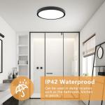 6PK 12 Inch LED Flush Mount Ceiling Light, 24W, 2520LM, 3000K/4000K/6000K CCT Selectable Super Slim Low Profile Ceiling Light, Close to Ceiling Round Flat Panel Fixture for Hallway,Bedroom,kitchen