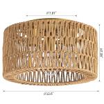 Rattan Ceiling Light Fixture, 3 Light Bohemian Modern Woven Ceiling Light, Boho Flush Mount Ceiling Light for Bedroom Living Room Dining Room, Bulb NOT Included