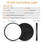 6PK 12 Inch LED Flush Mount Ceiling Light, 24W, 2520LM, 3000K/4000K/6000K CCT Selectable Super Slim Low Profile Ceiling Light, Close to Ceiling Round Flat Panel Fixture for Hallway,Bedroom,kitchen