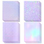 36 Sheets Holographic Sticker Paper, Transparent Holographic Vinyl Laminate Film, Clear Overlay Lamination Sticker Paper Self Adhesive Waterproof - Gem, Dot, Colorful, Star Patterns/8.5x11 inch