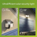 Philips Zyren UltraEfficient Solar Security Light, IP65 Weather-Resistant, 4000 Lumens, Broad Range Motion Sensor, Dusk-to-Dawn Operation, Replaceable Battery, Black, 3000K, 1 Light