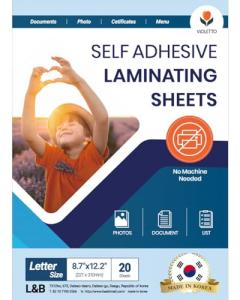 Self Stick Laminating Sheets 8.7 x 12.2 Inches, 4mil, Pack of 20, No Heat, No Machine, Peel and Stick Laminating Sheets, Self Adhesive Contact Paper, Self Sealing Clear Vinyl Stickers by VIOLLETO"