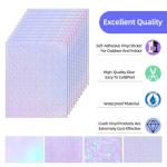 36 Sheets Holographic Sticker Paper, Transparent Holographic Vinyl Laminate Film, Clear Overlay Lamination Sticker Paper Self Adhesive Waterproof - Gem, Dot, Colorful, Star Patterns/8.5x11 inch
