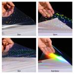 36 Sheets Holographic Sticker Paper, Transparent Holographic Vinyl Laminate Film, Clear Overlay Lamination Sticker Paper Self Adhesive Waterproof - Gem, Dot, Colorful, Star Patterns/8.5x11 inch