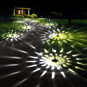 GIGALUMI 12 Pack Solar Lights Outdoor Waterproof, Cool White Pathway Lights Solar Powered, Landscape Lighting, Solar Garden Light for Decor, Patio, Garden, Yard, Pathways, Walkways