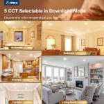 Amico 6 Pack 6 Inch 5CCT LED Recessed Ceiling Light with Night Light, 2700K/3000K/3500K/4000K/5000K Selectable Ultra-Thin Recessed Lighting, 12W=110W, 1100LM, Dimmable Canless Wafer Downlight ETL&FCC