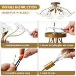 Luvkczc Semi Flush Mount Ceiling Light, Modern Gold Ceiling Light Fixture, Vintage Brass Lighting for Kitchen Entryway Hallway Bathroom Bedroom Foyer, 3 Light E12 Socket