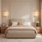 Tribesigns 13.78 Inch 2-Light Modern Brass Gold Wall Sconce with Glass Shade — Indoor Wall Light for Bedroom, Living Room, Hallway, Bathroom