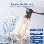 addlon 100FT LED Outdoor String Lights with Remote Waterproof Patio Lights with Shatterproof ST38 Replaceable Bulbs, Dimmable Outside Hanging Light Connectable for Porch, Backyard