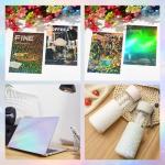36 Sheets Holographic Sticker Paper, Transparent Holographic Vinyl Laminate Film, Clear Overlay Lamination Sticker Paper Self Adhesive Waterproof - Gem, Dot, Colorful, Star Patterns/8.5x11 inch