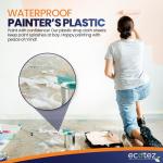 Ecotez 6 Pack 12 x 9 ft Extra Large Plastic Drop Cloth for Painting - Light & Durable Tarp Cover for Furniture - Plastic Clear Tarp Waterproof - Paint Floor Covering - Painters Drop Cloth Sheeting