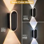 Solar Fence Lights Outdoor - 3000/4000/6000K 3 Modes, IP65 Waterproof Fence Lights Solar Powered, Up & Down Lighting Solar Wall Lights Outdoor for Backyard/Garden/Patio/Garage and Wall decor (8 pack)