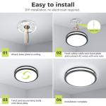 hepside 13inch Flush Mount Ceiling Light Fixture 2 Pack, Dimmable & 5CCT Ceiling Light Black, 24W 3000K 3500K 4000K 5000K 6500K Adjustable Ceiling Lamps for Bathroom Bedroom Hallway