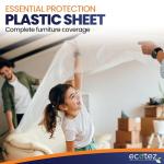 Ecotez 6 Pack 12 x 9 ft Extra Large Plastic Drop Cloth for Painting - Light & Durable Tarp Cover for Furniture - Plastic Clear Tarp Waterproof - Paint Floor Covering - Painters Drop Cloth Sheeting