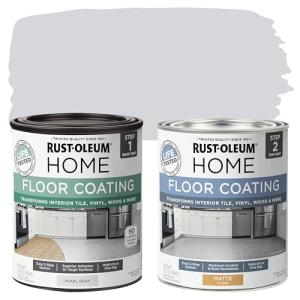 Rust-Oleum 367593 Home Interior Floor Coating Kit, Matte Pearl Gray 2 Count (Pack of 1)