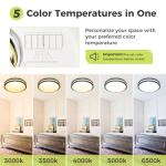 hepside 13inch Flush Mount Ceiling Light Fixture 2 Pack, Dimmable & 5CCT Ceiling Light Black, 24W 3000K 3500K 4000K 5000K 6500K Adjustable Ceiling Lamps for Bathroom Bedroom Hallway