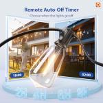 addlon 100FT LED Outdoor String Lights with Remote Waterproof Patio Lights with Shatterproof ST38 Replaceable Bulbs, Dimmable Outside Hanging Light Connectable for Porch, Backyard