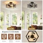 KUZIEG Modern Farmhouse Semi Flush Mount Ceiling Light,Industrial Black Ceiling Lighting Fixture,Hexagonal Close to Ceiling Lights for Kitchen, Hallway,Bedroom,Foyer,Dining,Laundry Room,14.6 Inch